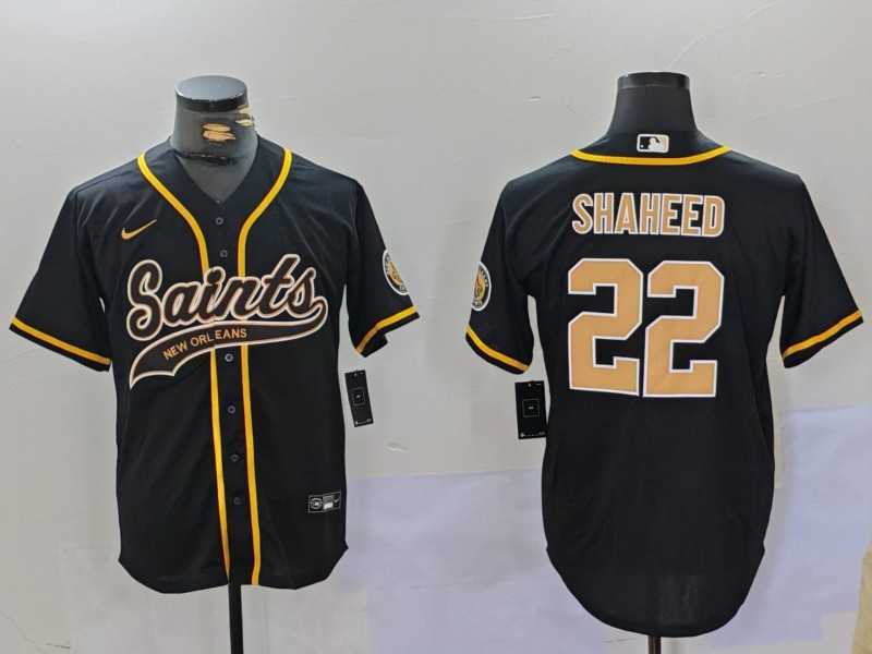 Men%27s New Orleans Saints #22 Rashid Shaheed Black Cool Base Stitched Baseball Jersey